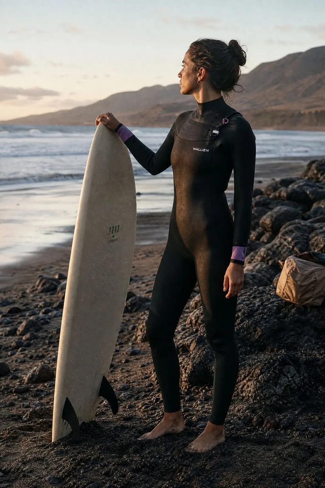 Combinaison Premium 4/3mm Haute Performance Surf Femme - Noir 4/7
