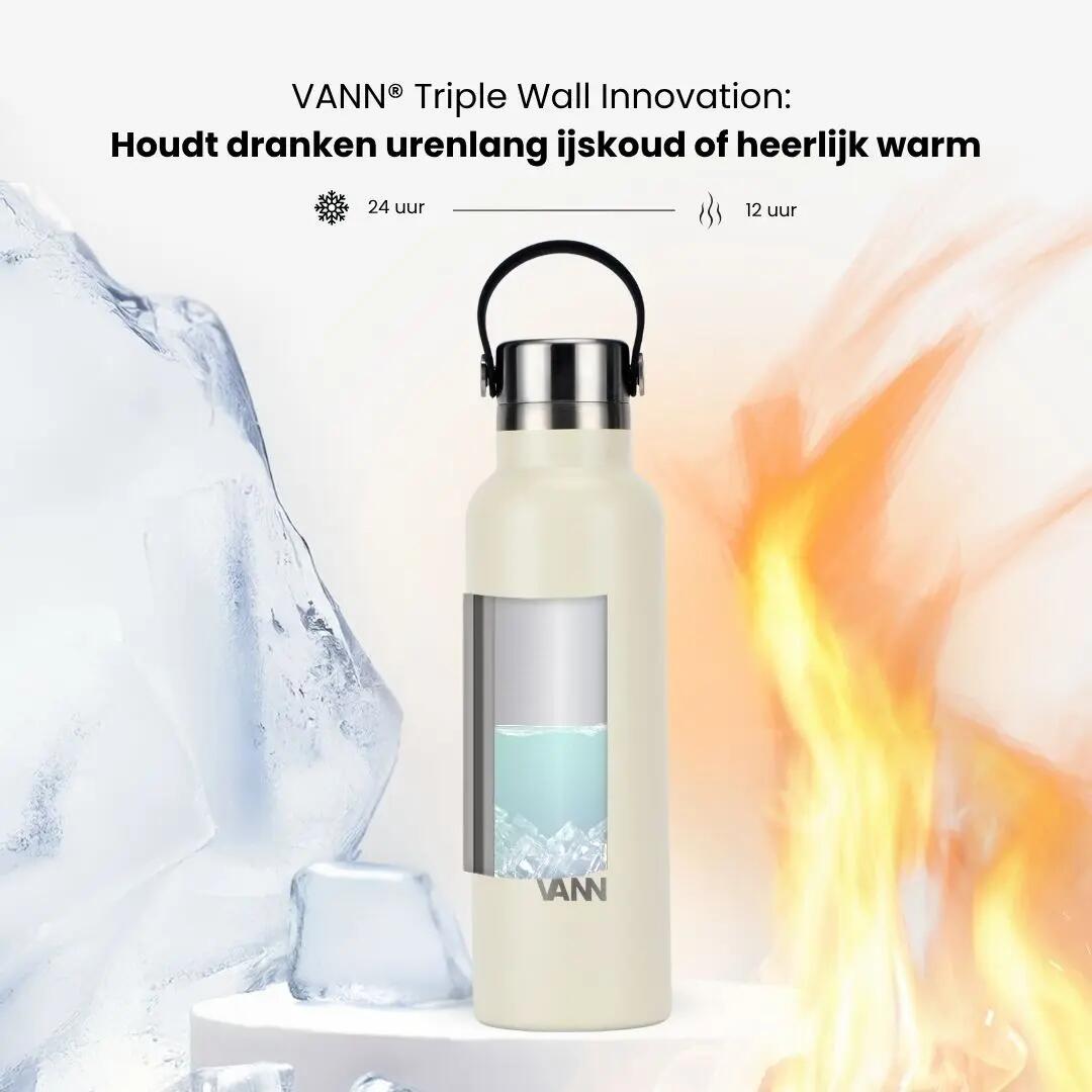 RVS waterfles - Essential Bottle 600 ml - 100% RVS, dubbelwandig - Off-white 4/10