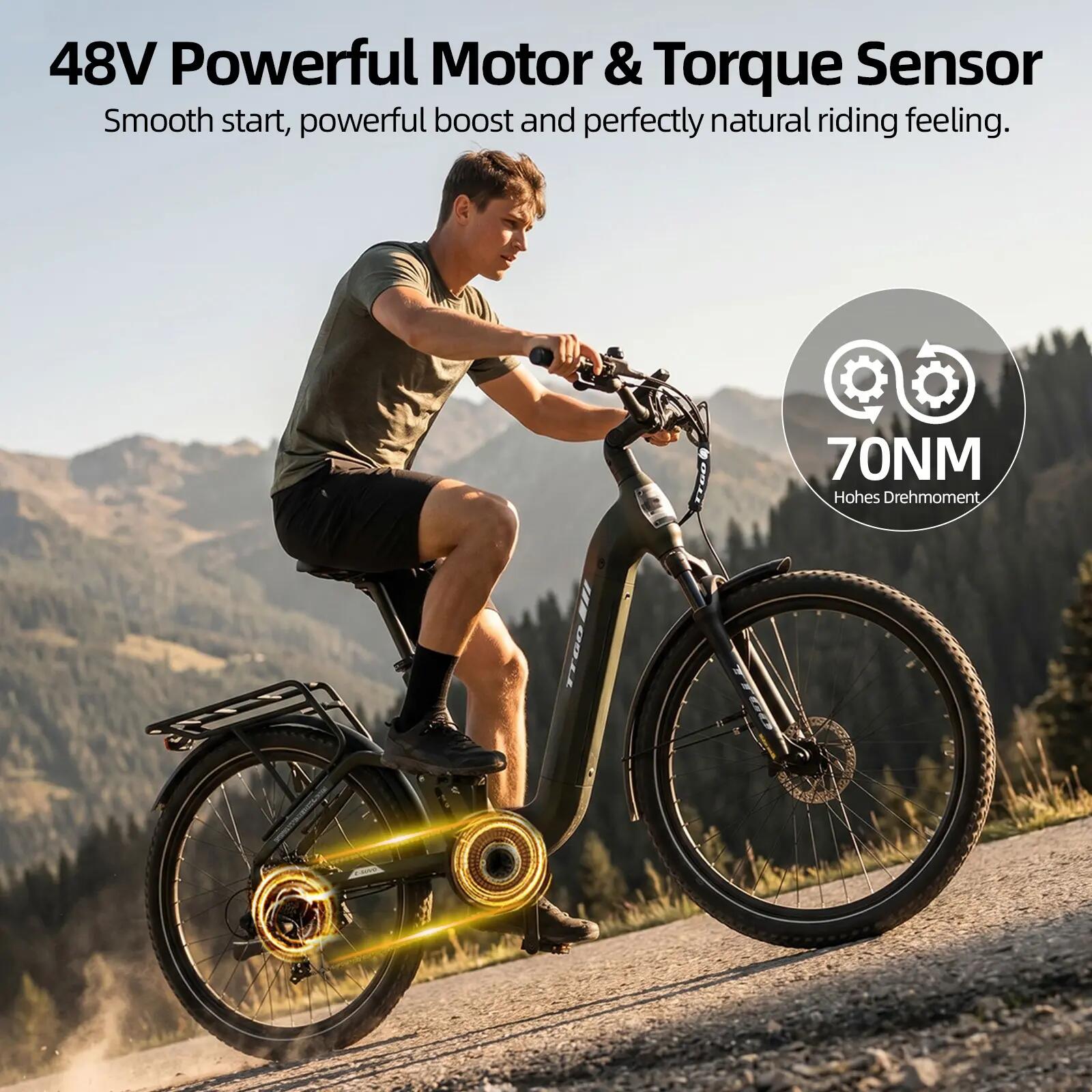 Bicicleta elétrica para adultos TTGO E-SUVO Bateria 48V15Ah 13/15