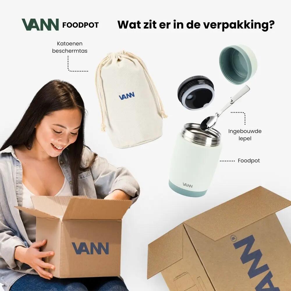 RVS lunchpot - Lunchpot 450 ml - thermos, lekvrij - Sage 8/12