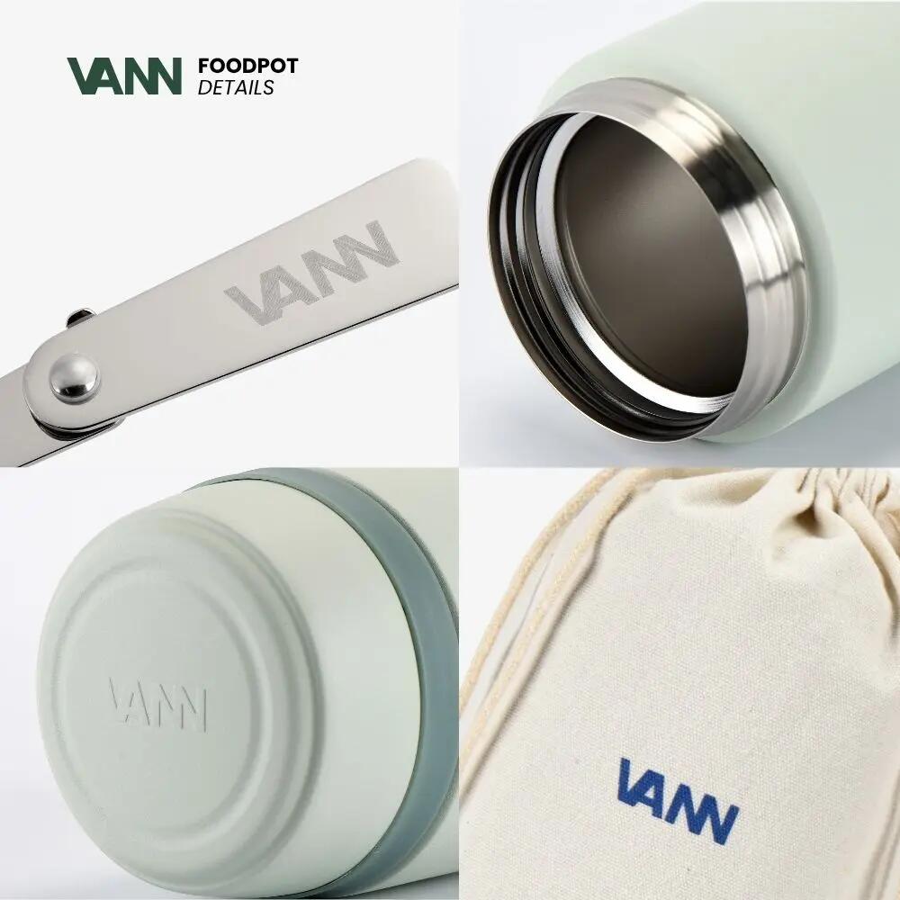 RVS lunchpot - Lunchpot 450 ml - thermos, lekvrij - Sage 7/12