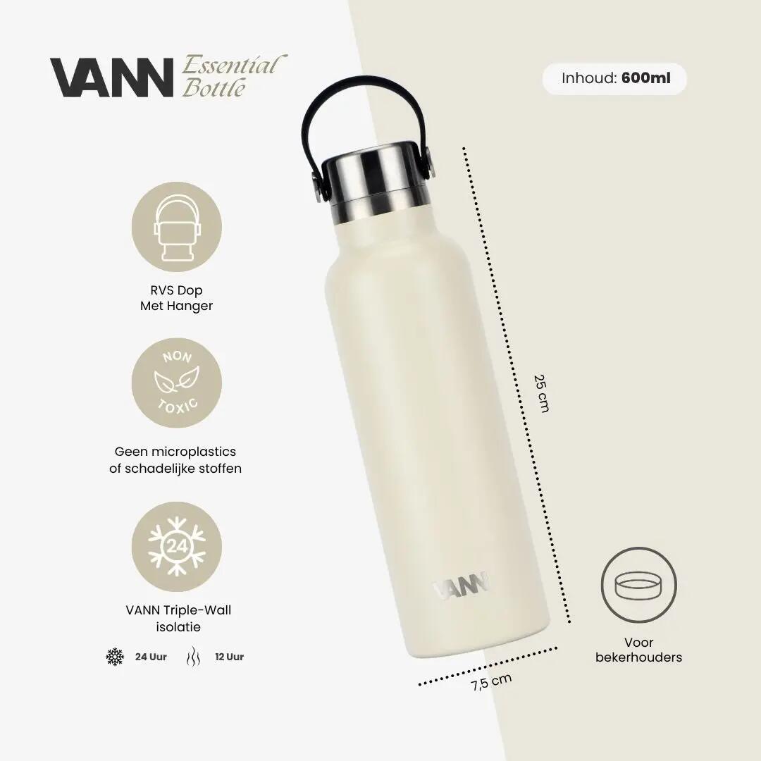 RVS waterfles - Essential Bottle 600 ml - 100% RVS, dubbelwandig - Off-white 2/10