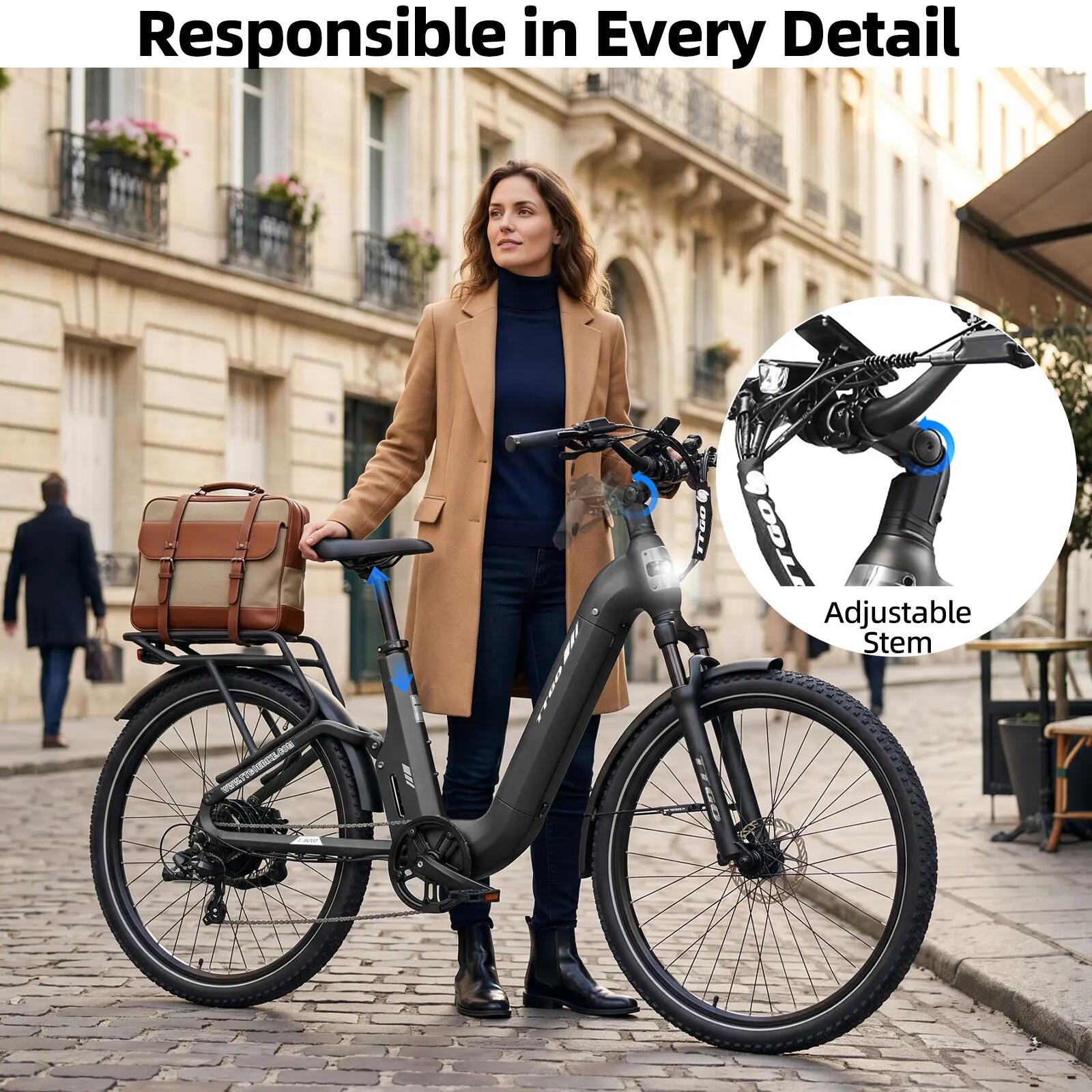 Bicicleta elétrica para adultos TTGO E-SUVO Bateria 48V15Ah 12/15