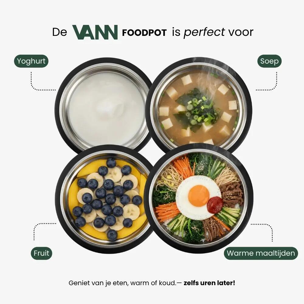 RVS lunchpot - Lunchpot 450 ml - thermos, lekvrij - Sage 6/12