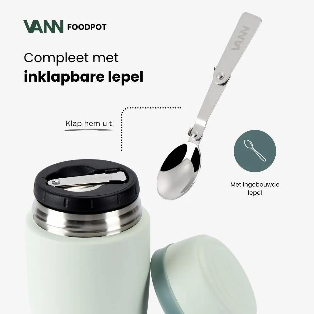 RVS lunchpot - Lunchpot 450 ml - thermos, lekvrij - Sage 4/12