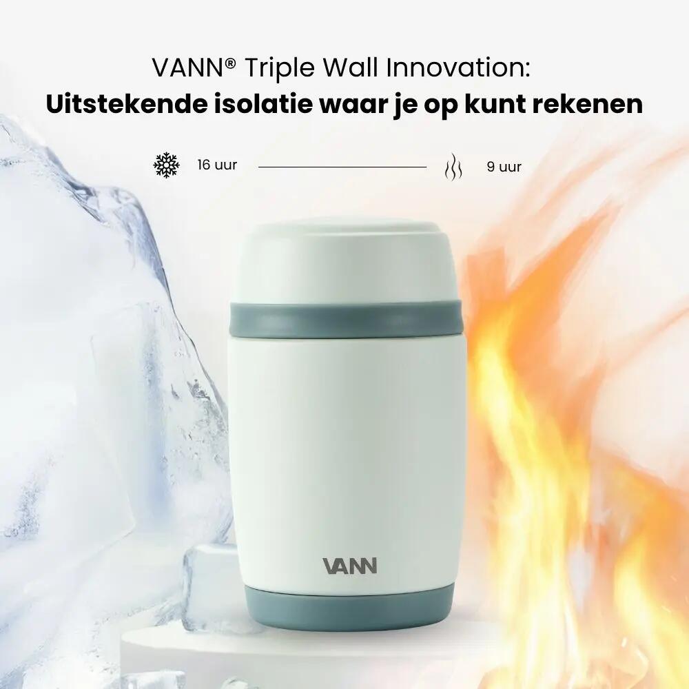 RVS lunchpot - Lunchpot 450 ml - thermos, lekvrij - Sage 3/12