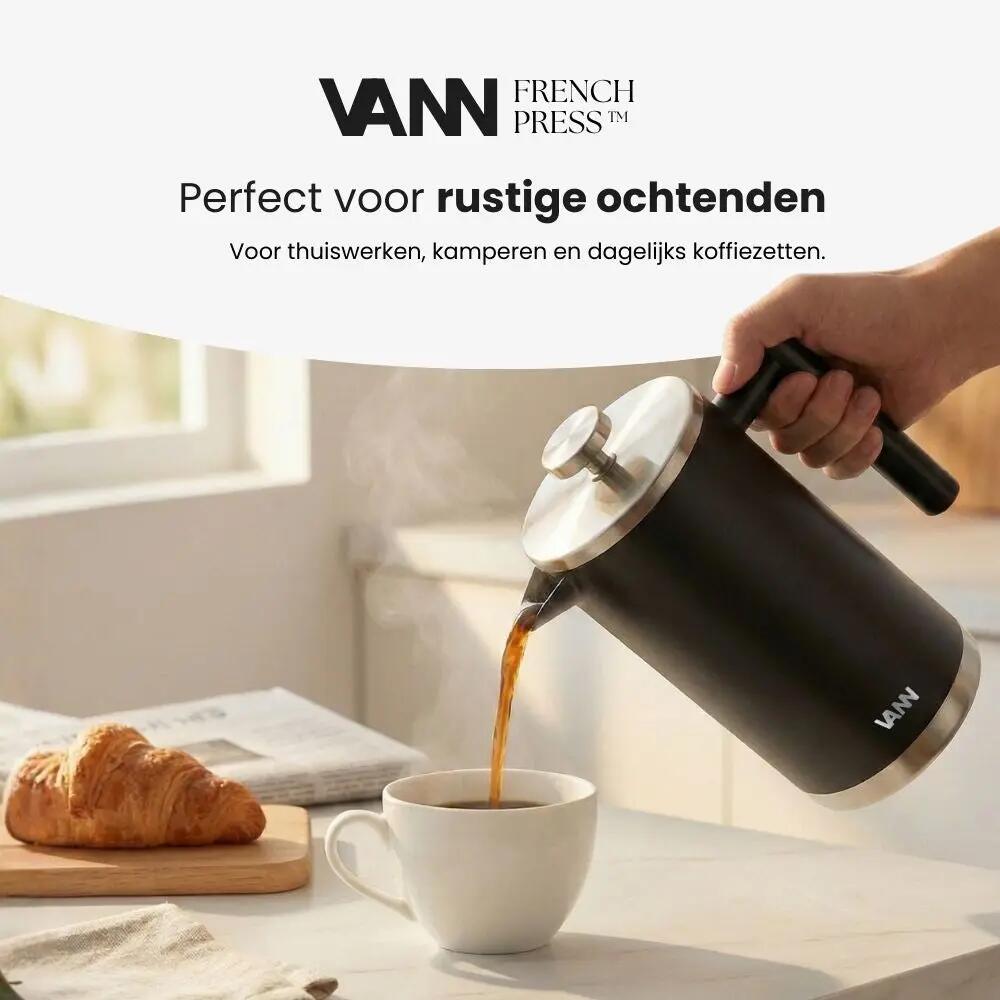 Koffiezetter - Camping - Unisex - French Press 1 L - Dubbelwandig RVS 7/10