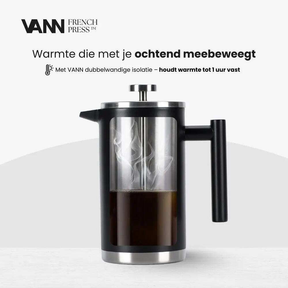 Koffiezetter - Camping - Unisex - French Press 1 L - Dubbelwandig RVS 6/10