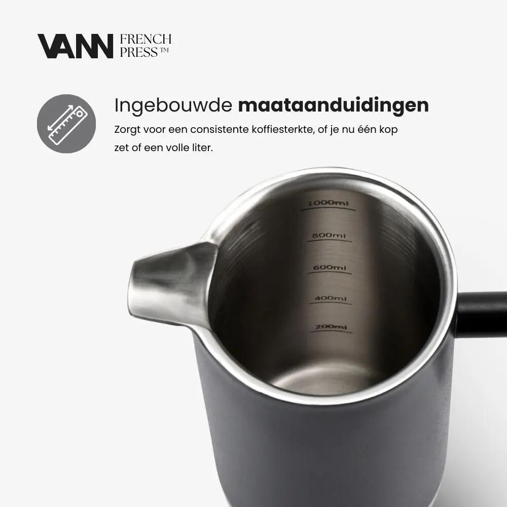 Koffiezetter - Camping - Unisex - French Press 1 L - Dubbelwandig RVS 3/10