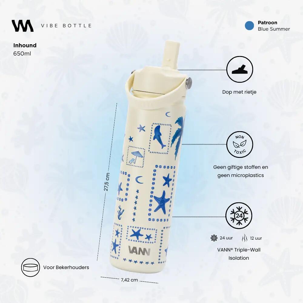 RVS drinkfles - Vibe Bottle 650 ml - Blue Summer 4/10