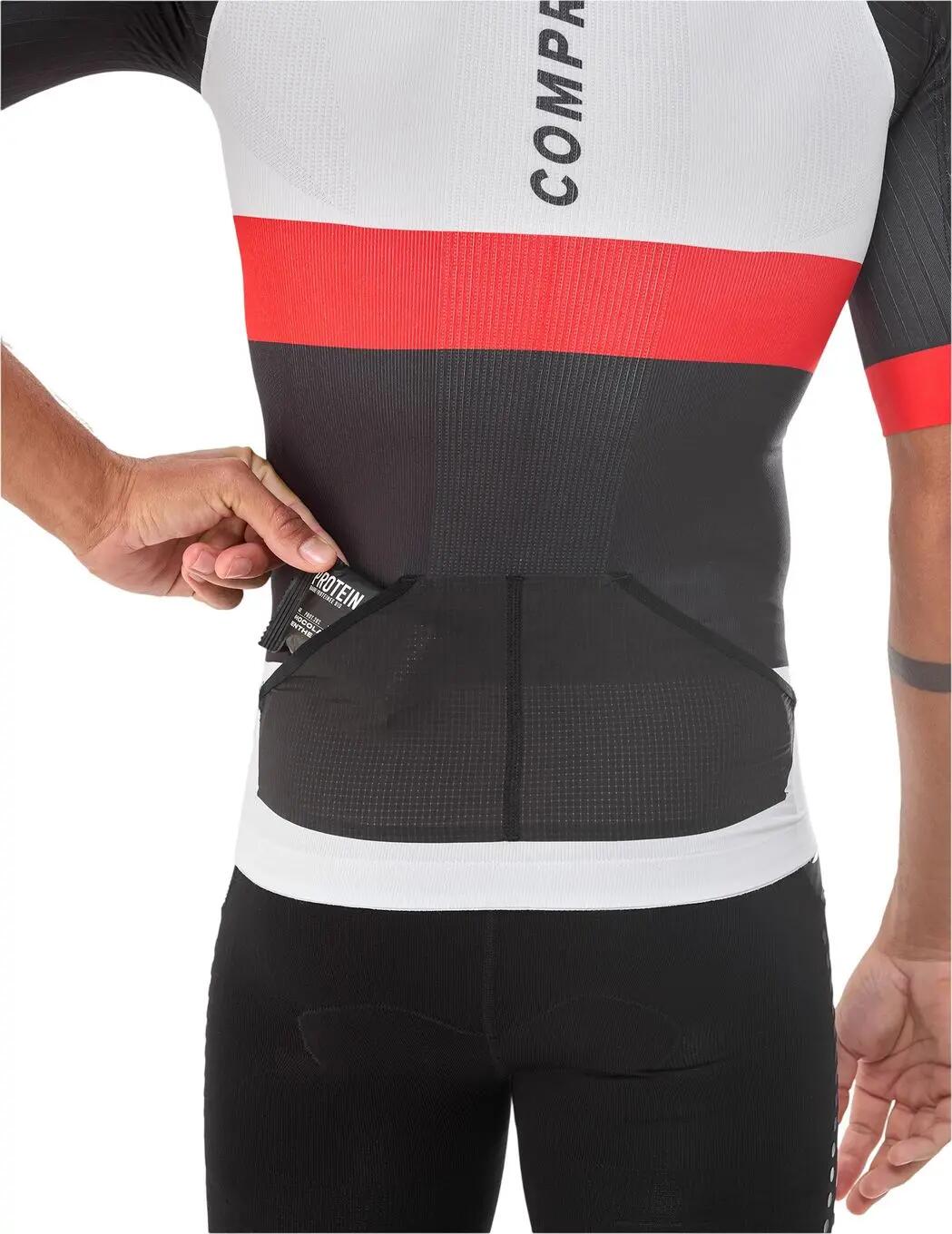 Maglia a maniche corte Compressport Stream bianco/nero/rosso da uomo 4/4