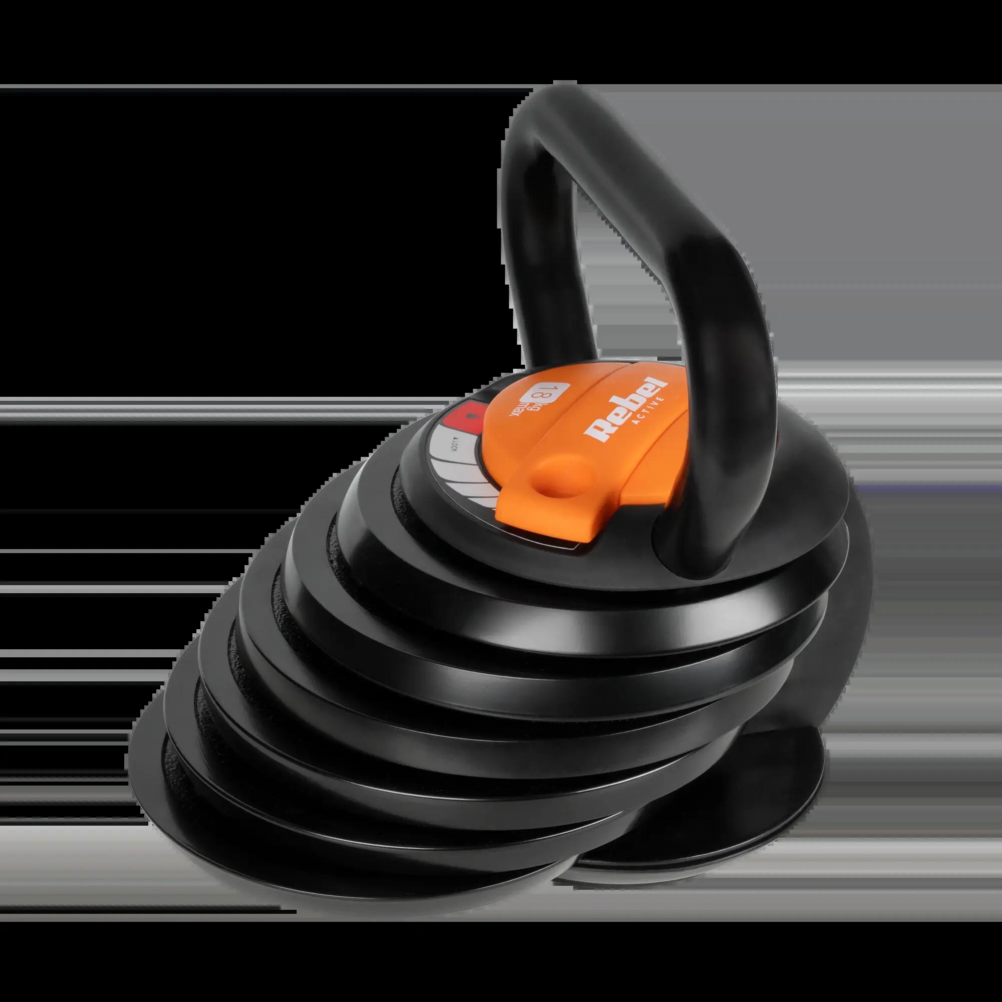 Kettlebell żeliwny regulowany obciążenie hantel odważnik kula 18kg REBEL 3/6
