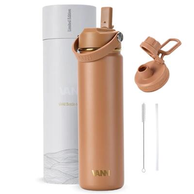Rvs drinkfles - gold bottle 650 ml - 3-wandig geïsoleerd - macchiato