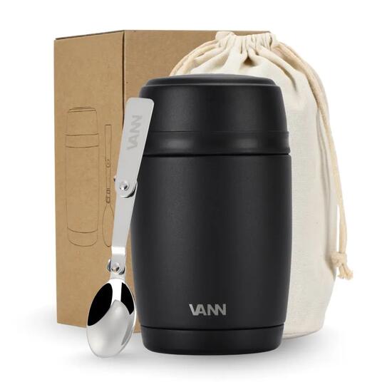 Lunch box - Lunchpot 450 ML - thermos inox avec cuillère - Noir
