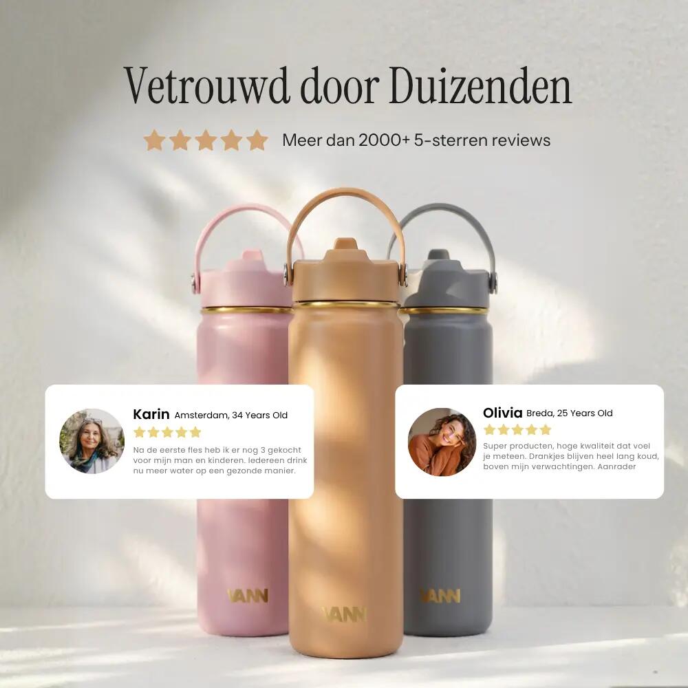 RVS drinkfles - Gold Bottle 650 ml - 3-wandig geïsoleerd - Grijs 8/9