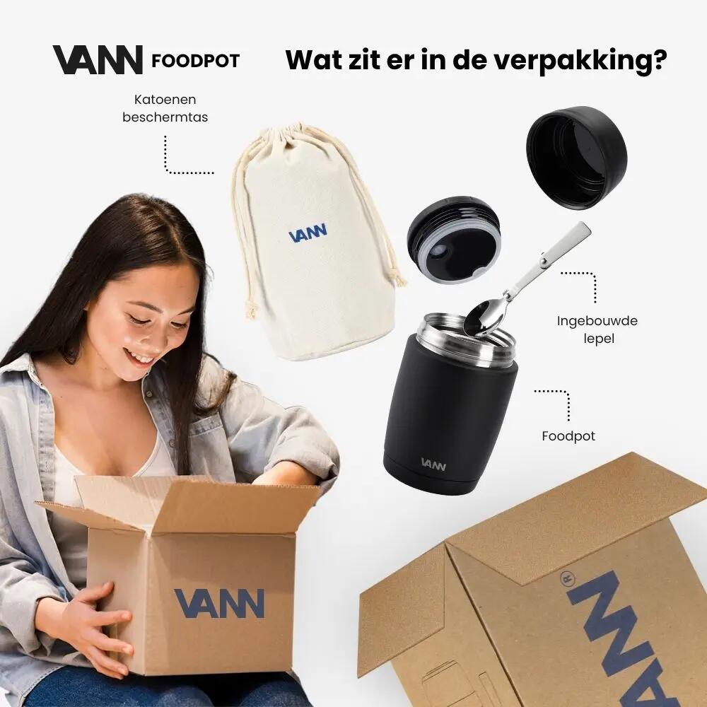 RVS lunchpot - Lunchpot 450 ml - thermos, lekvrij - Zwart 8/12