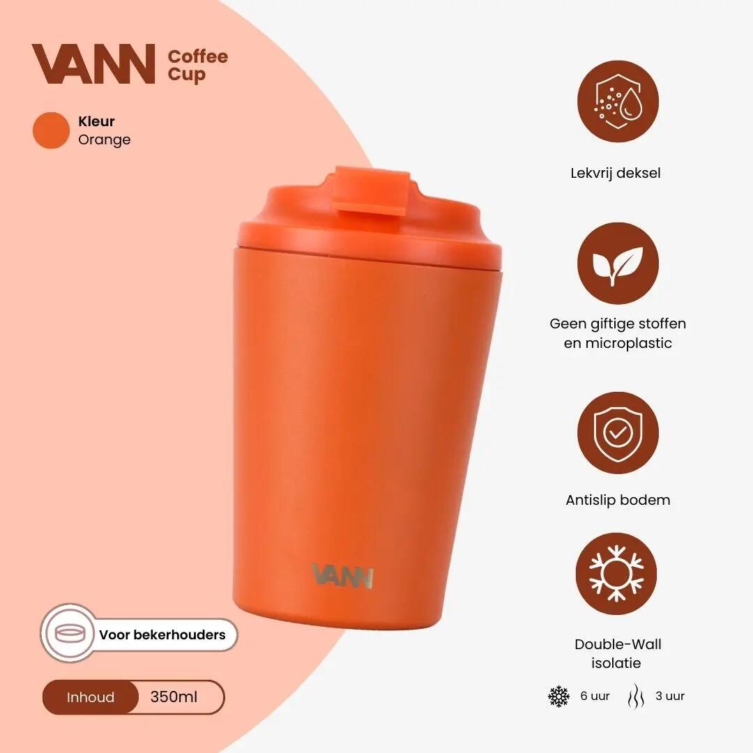 RVS koffiebeker to go - Koffiebeker 350 ml - Oranje 2/9
