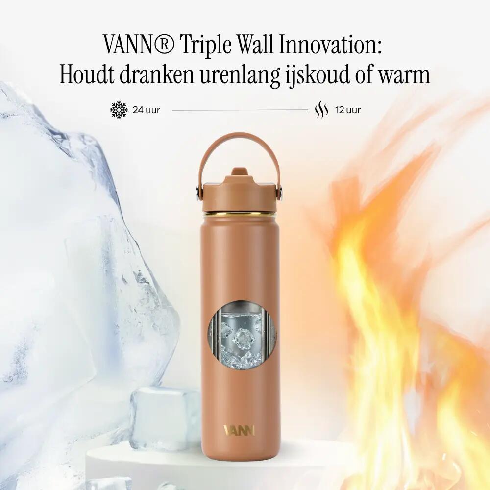 RVS drinkfles - Gold Bottle 650 ml - 3-wandig geïsoleerd - Macchiato 4/9