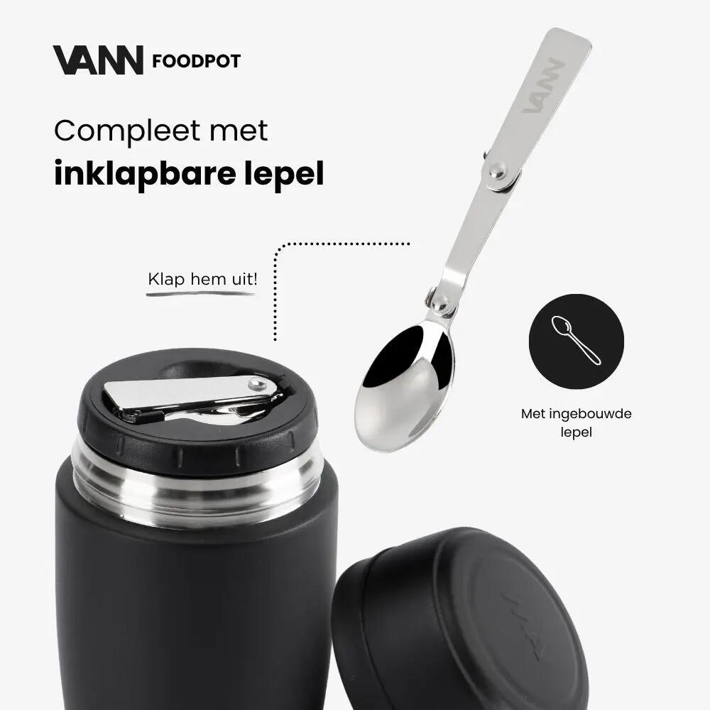 RVS lunchpot - Lunchpot 450 ml - thermos, lekvrij - Zwart 4/12