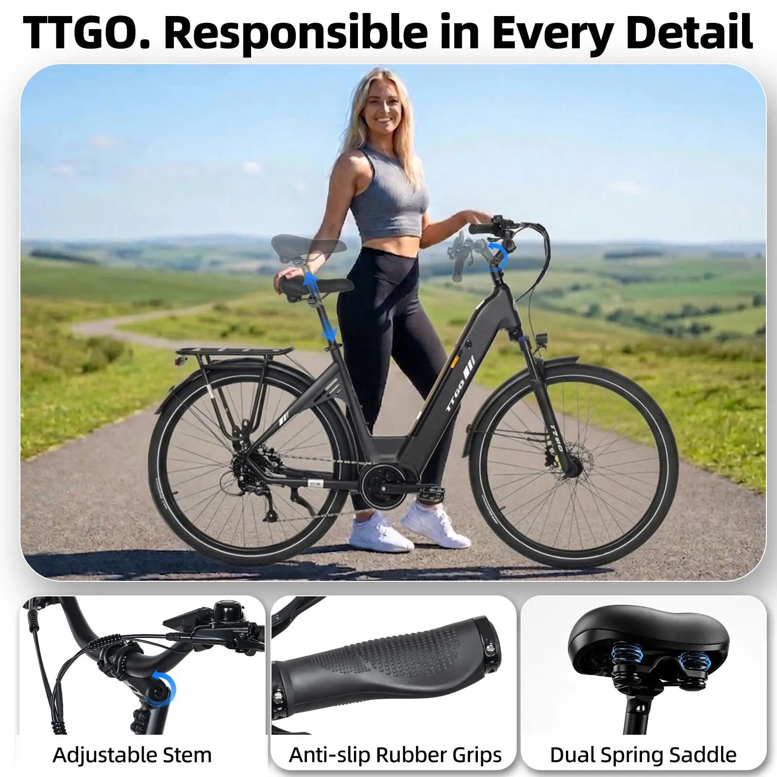 Bicicletta elettrica per adulti TTGO C7SE Batteria 36V18Ah 11/15