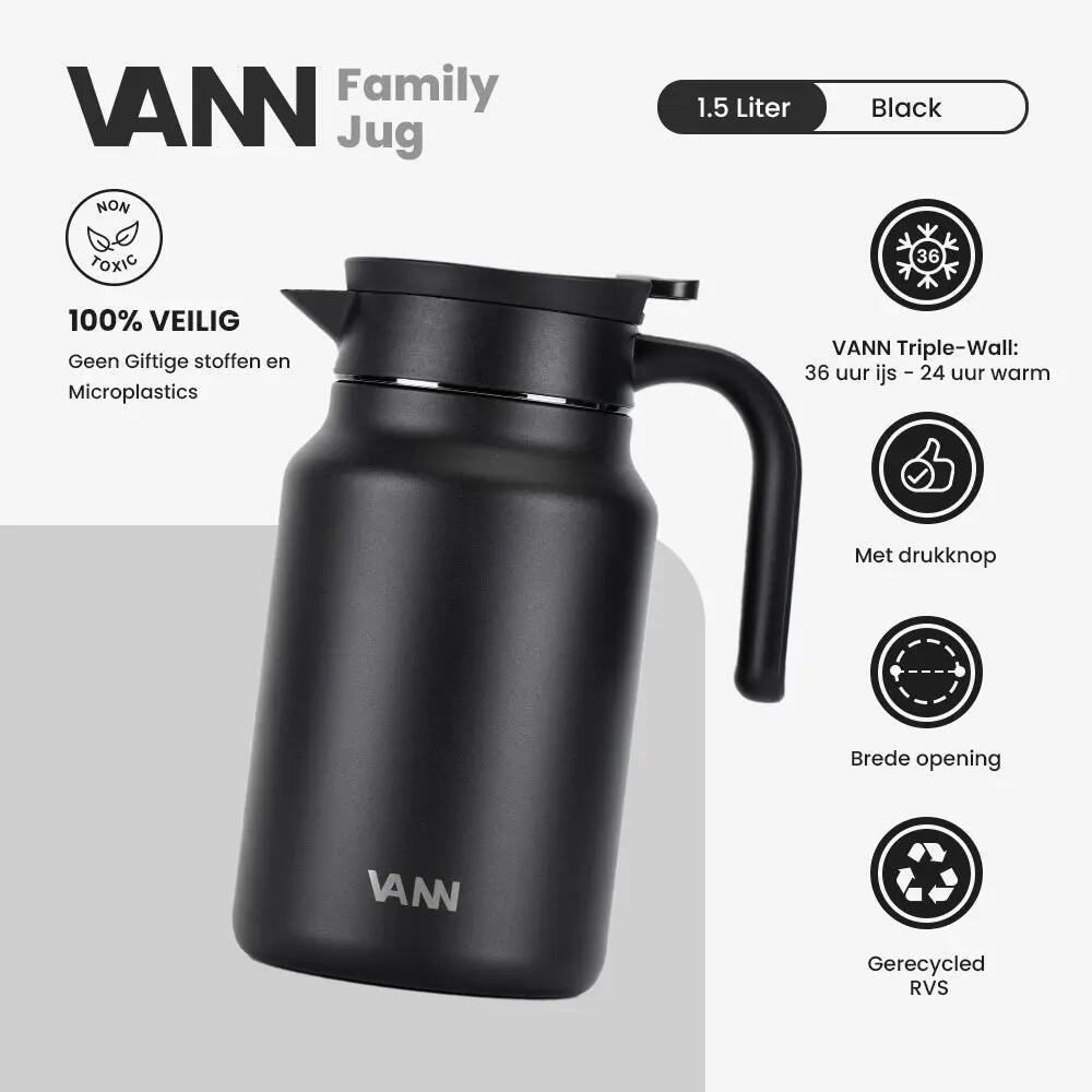 RVS thermoskan - Family Jug 1,5 L - Zwart 2/8