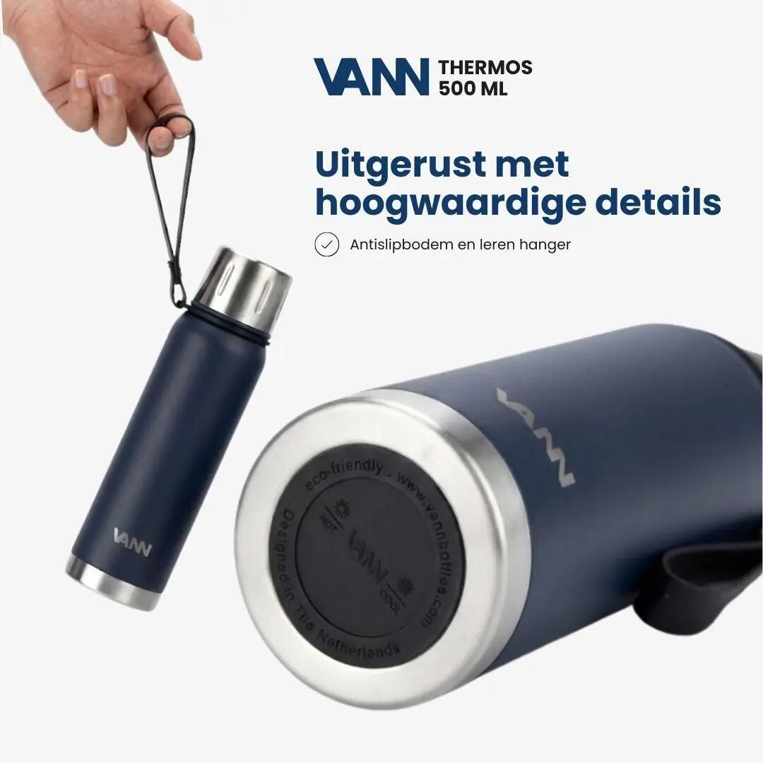 RVS thermosfles - Thermos 500 ml - houdt 12u warm - Donkerblauw 8/11