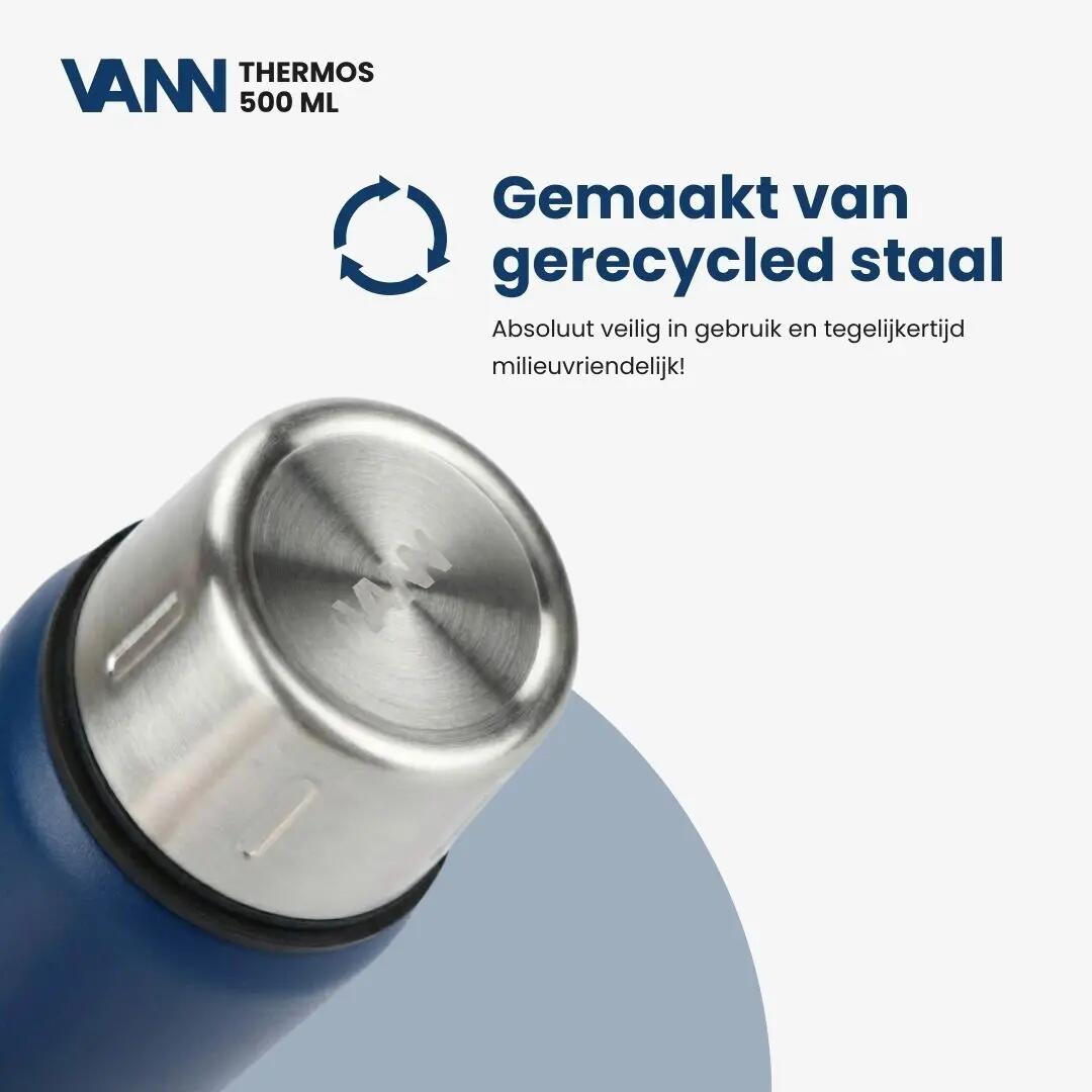 RVS thermosfles - Thermos 500 ml - houdt 12u warm - Donkerblauw 7/11