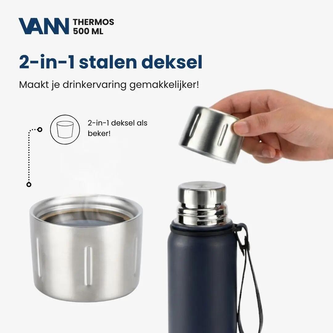 RVS thermosfles - Thermos 500 ml - houdt 12u warm - Donkerblauw 5/11
