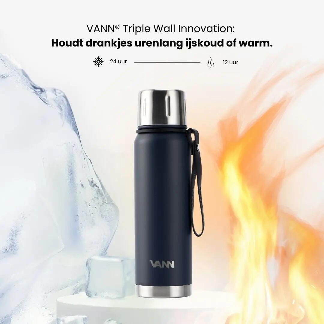 RVS thermosfles - Thermos 500 ml - houdt 12u warm - Donkerblauw 4/11