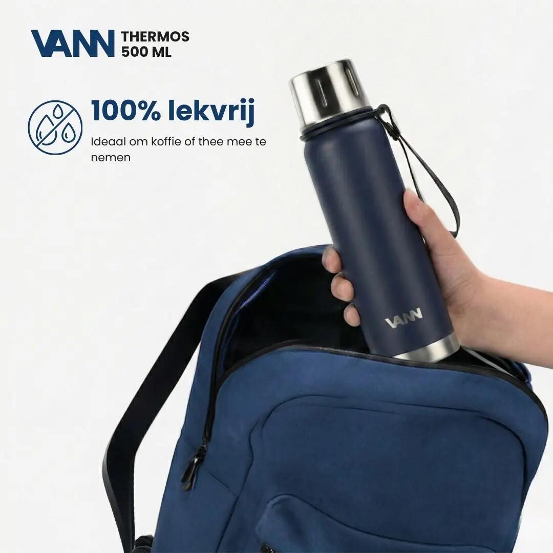 RVS thermosfles - Thermos 500 ml - houdt 12u warm - Donkerblauw 3/11
