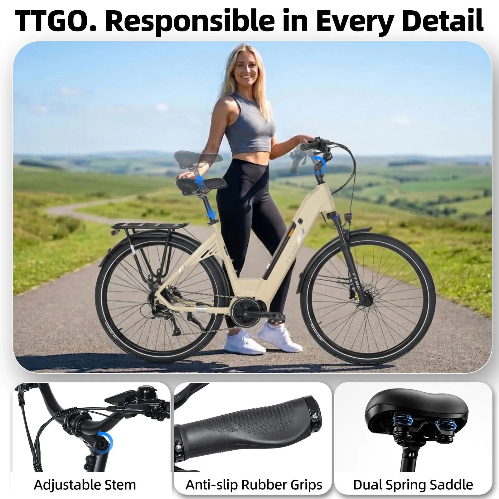 Elektrofahrrad für Erwachsene TTGO C7SE Akku 36V18Ah Reifen 28 Zoll 11/15