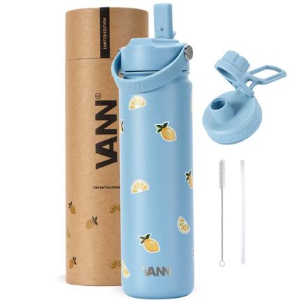 Drinkfles - Vibe Bottle 650 ML - 3-wandig RVS met print - Blue Summer