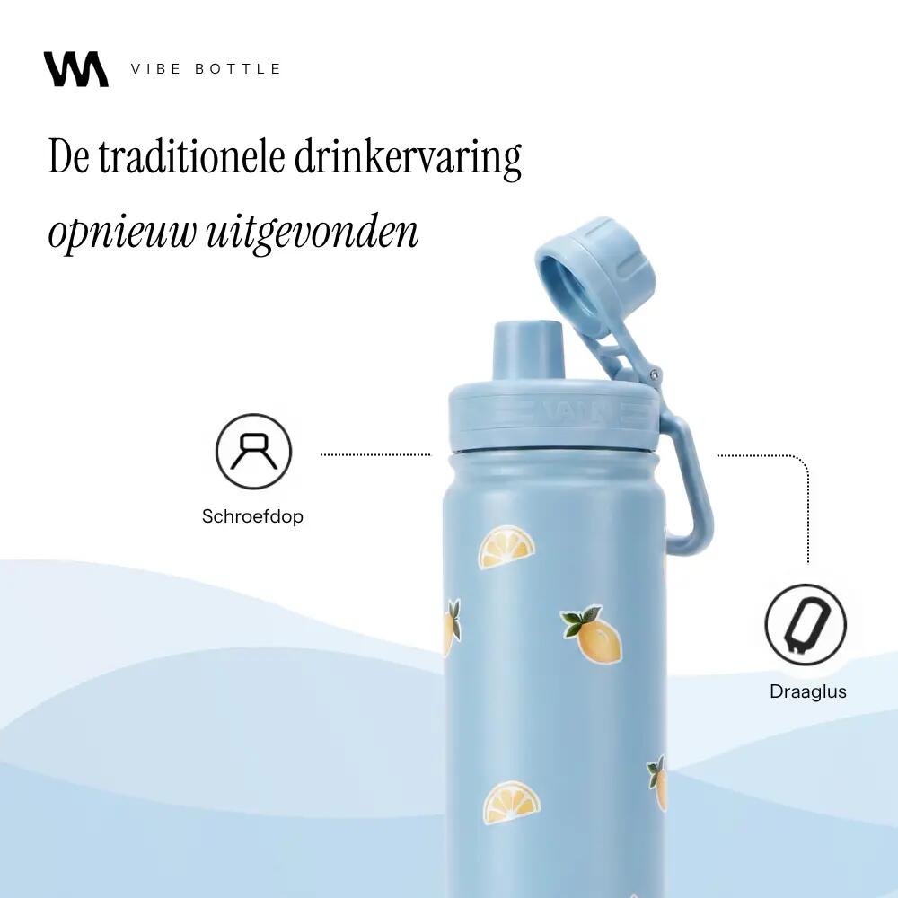 Drinkfles - Sport - Unisex - Vibe Bottle 650 ml - 3-wandig RVS gerecycled, Lemon 6/10