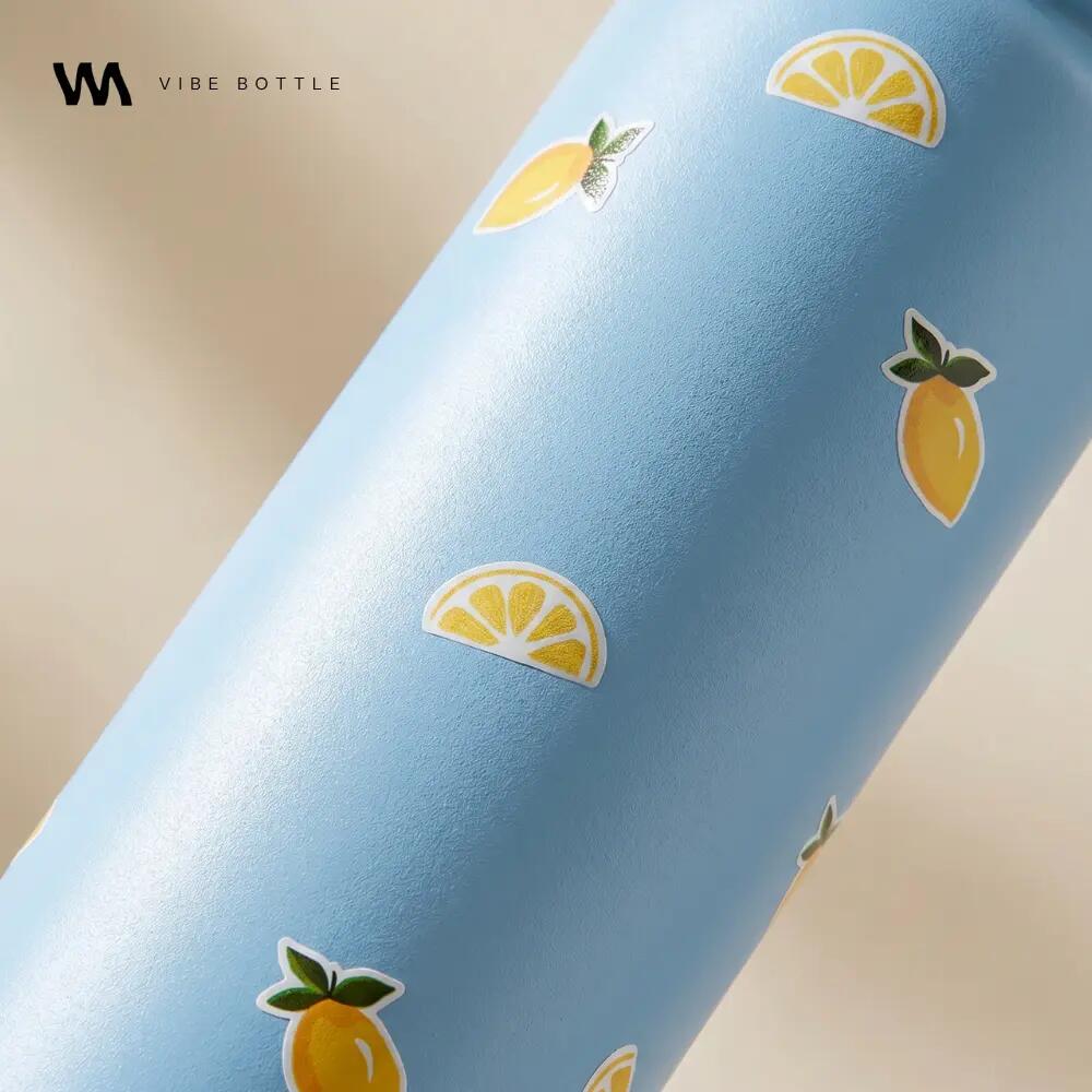 Drinkfles - Sport - Unisex - Vibe Bottle 650 ml - 3-wandig RVS gerecycled, Lemon 2/10