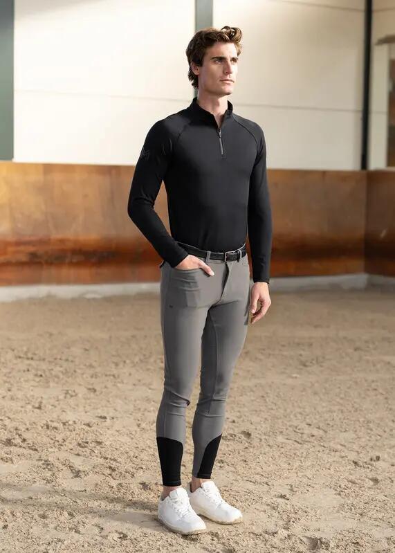 Pantalón Hombre Equitación Maximilian Performance Full Grip Gris 5/6