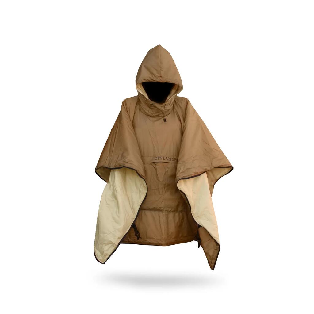 OFFLANDER thin camping poncho with heater, brown
