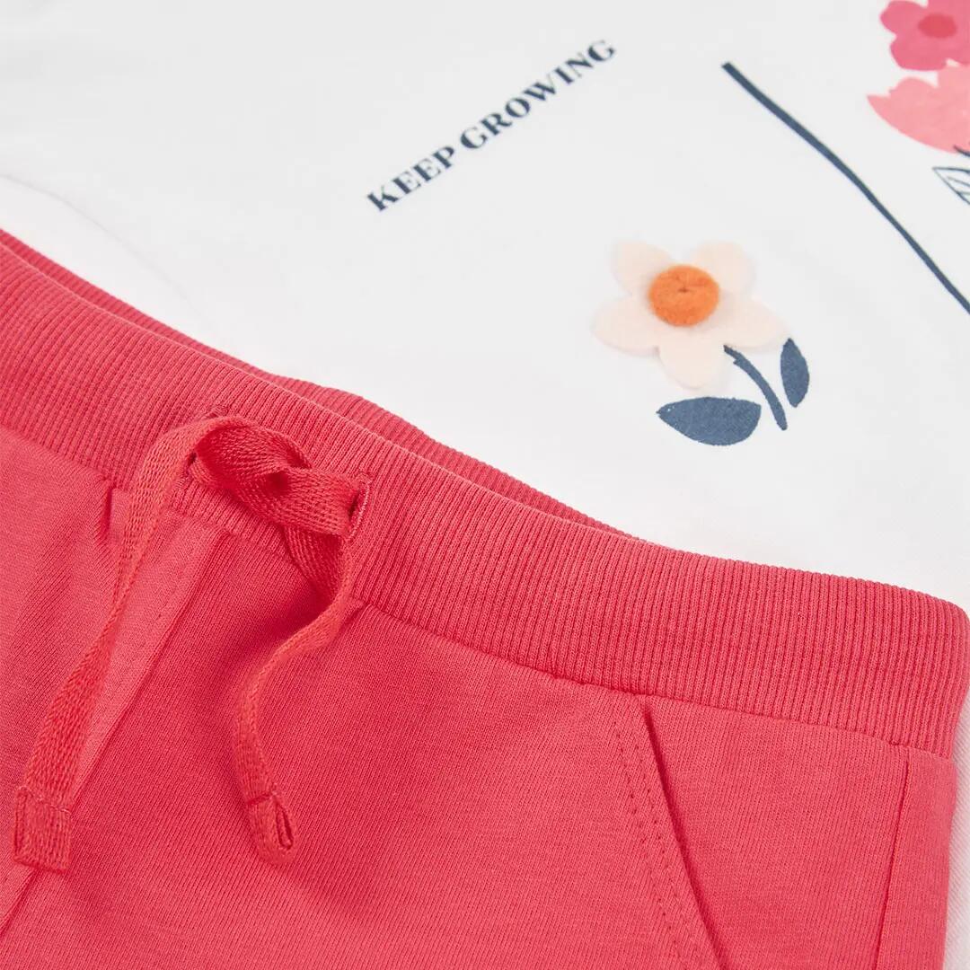 Conjunto de algodón para niña con camiseta estampada y short rosa 7/7