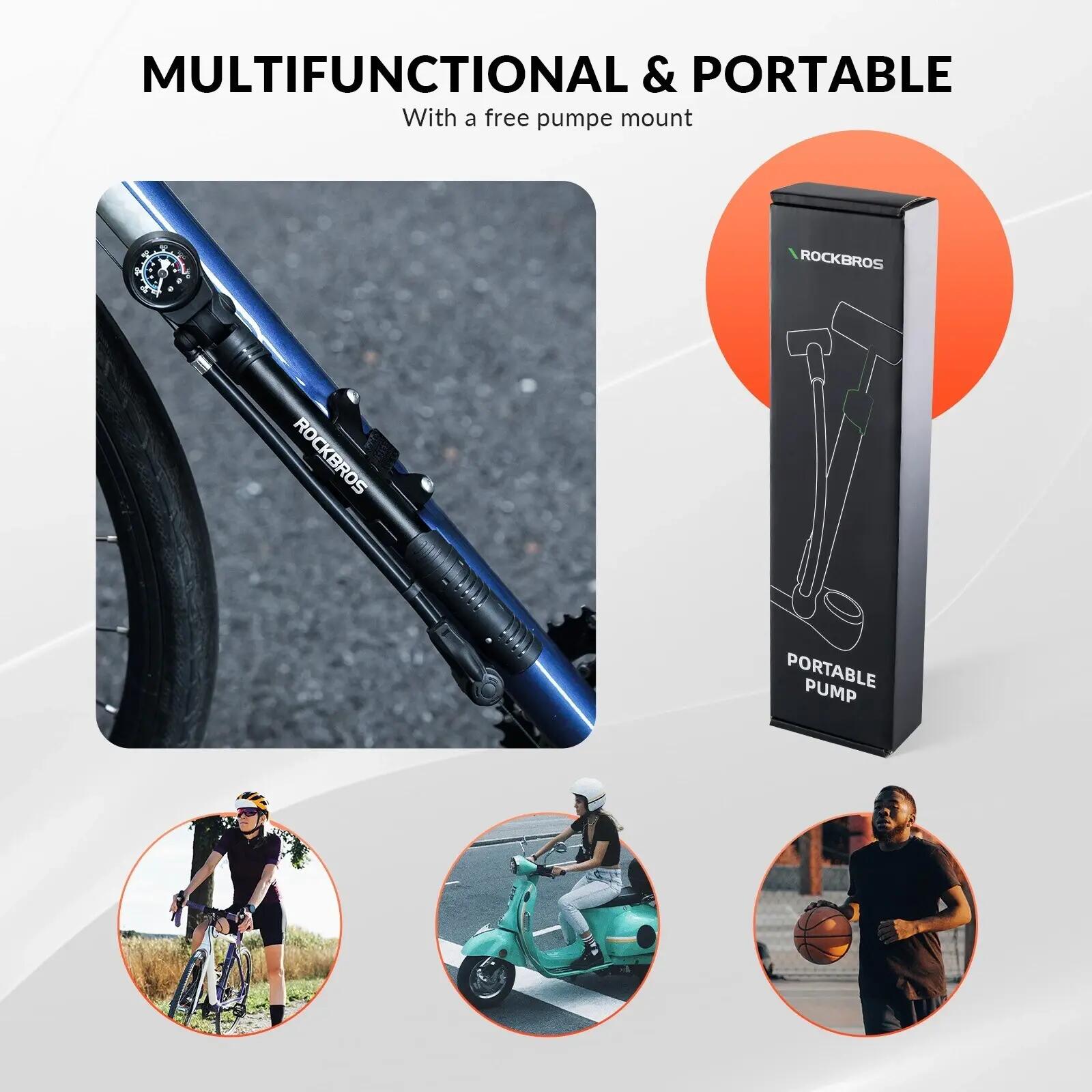 ROCKBROS Leichte Fahrradpumpe Aluminiumlegierung 5/6