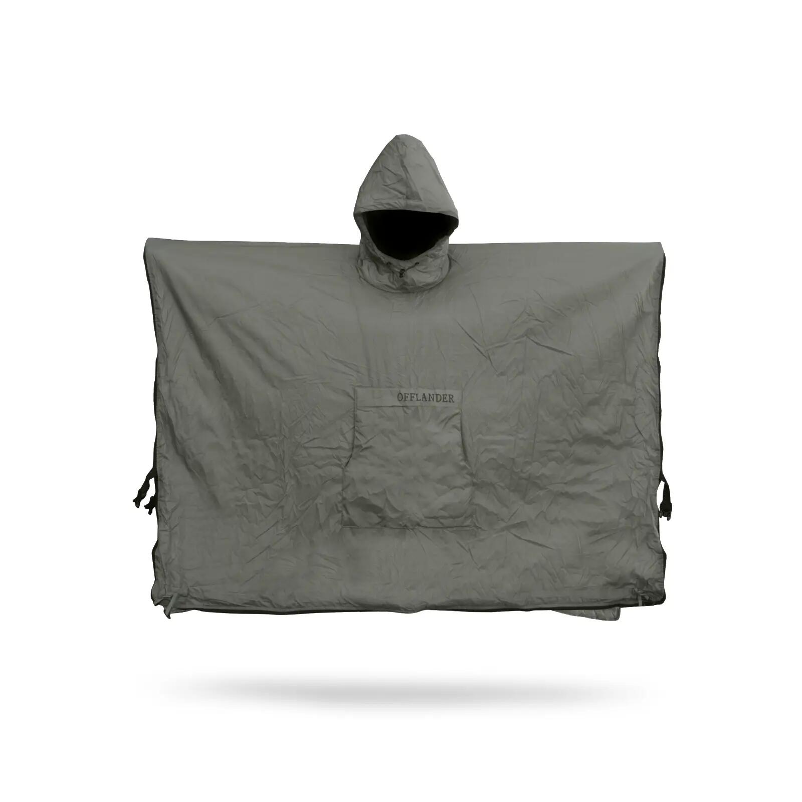 Poncho de campismo impermeável OFFLANDER cinza 2/4