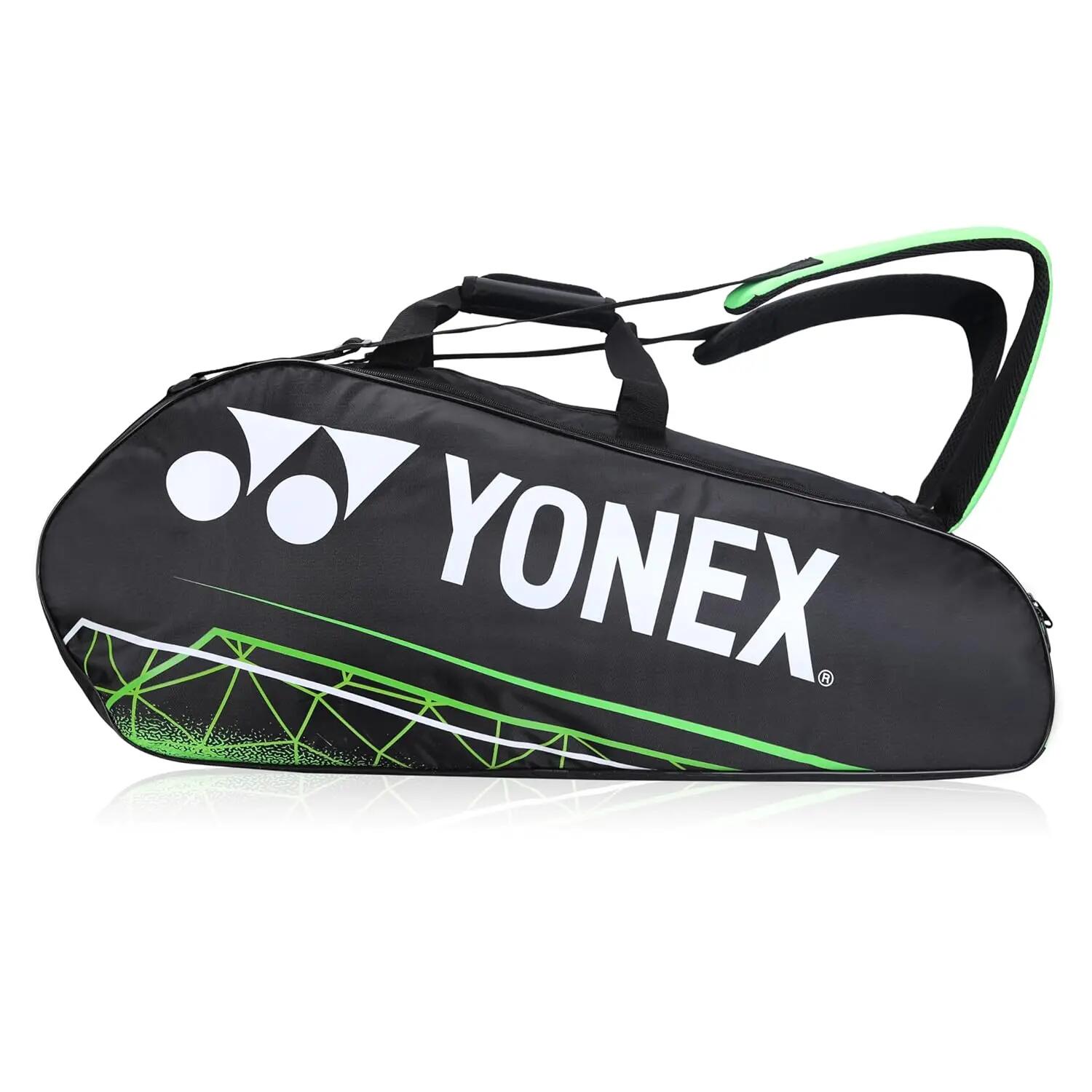 YONEX Badminton Racquet Bag ACE2 0129 BT9 | 9 Racquet Comaprtment|Wide Shoe Packet | Jet Black Lime Punch -  1