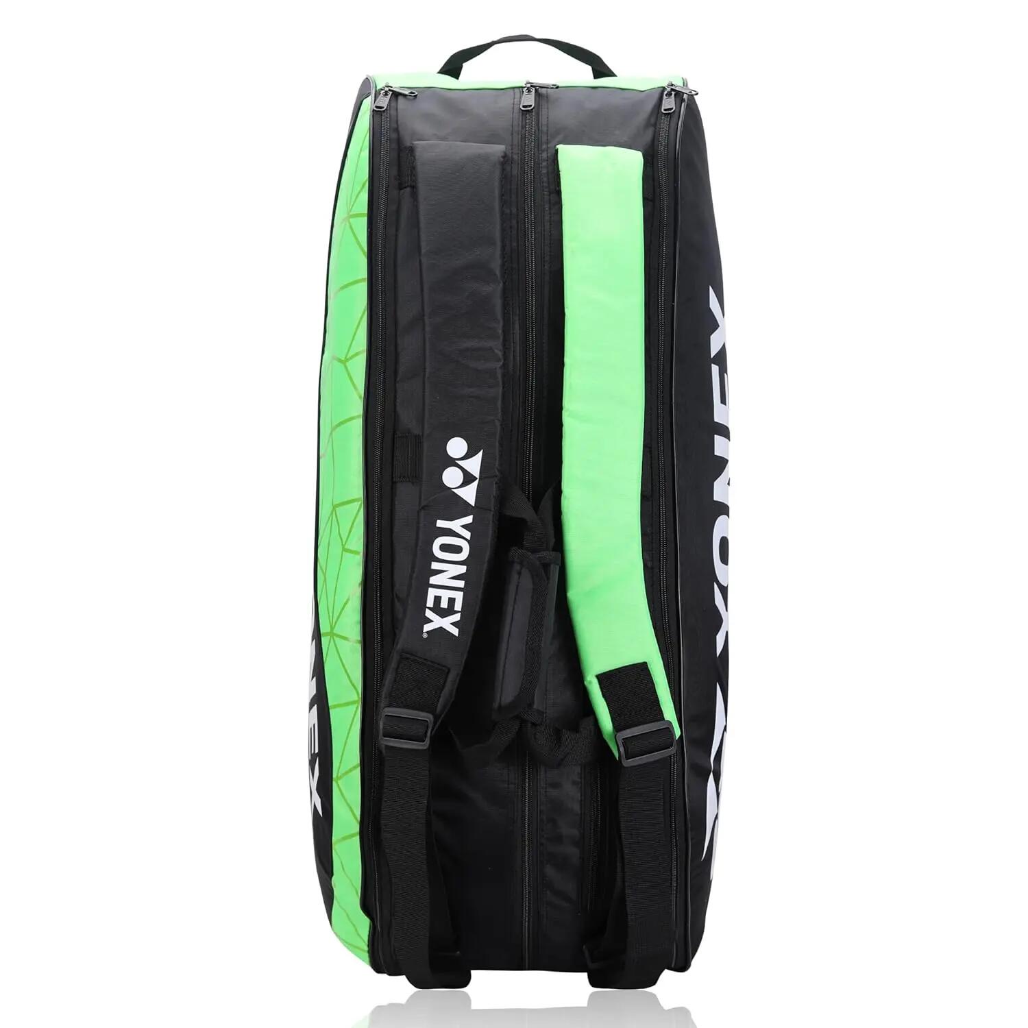YONEX Badminton Racquet Bag ACE2 0129 BT9 | 9 Racquet Comaprtment|Wide Shoe Packet | Jet Black Lime Punch -  5