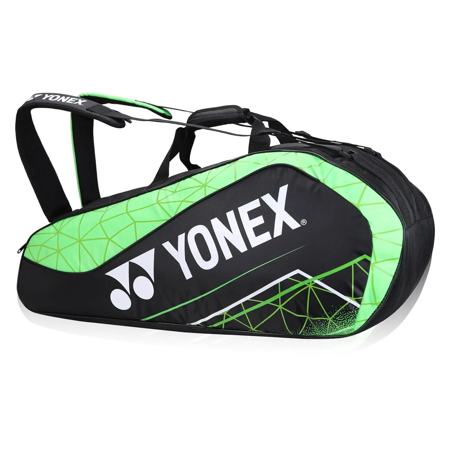 YONEX Badminton Racquet Bag ACE2 0129 BT9 | 9 Racquet Comaprtment|Wide Shoe Packet | Jet Black Lime Punch -  4