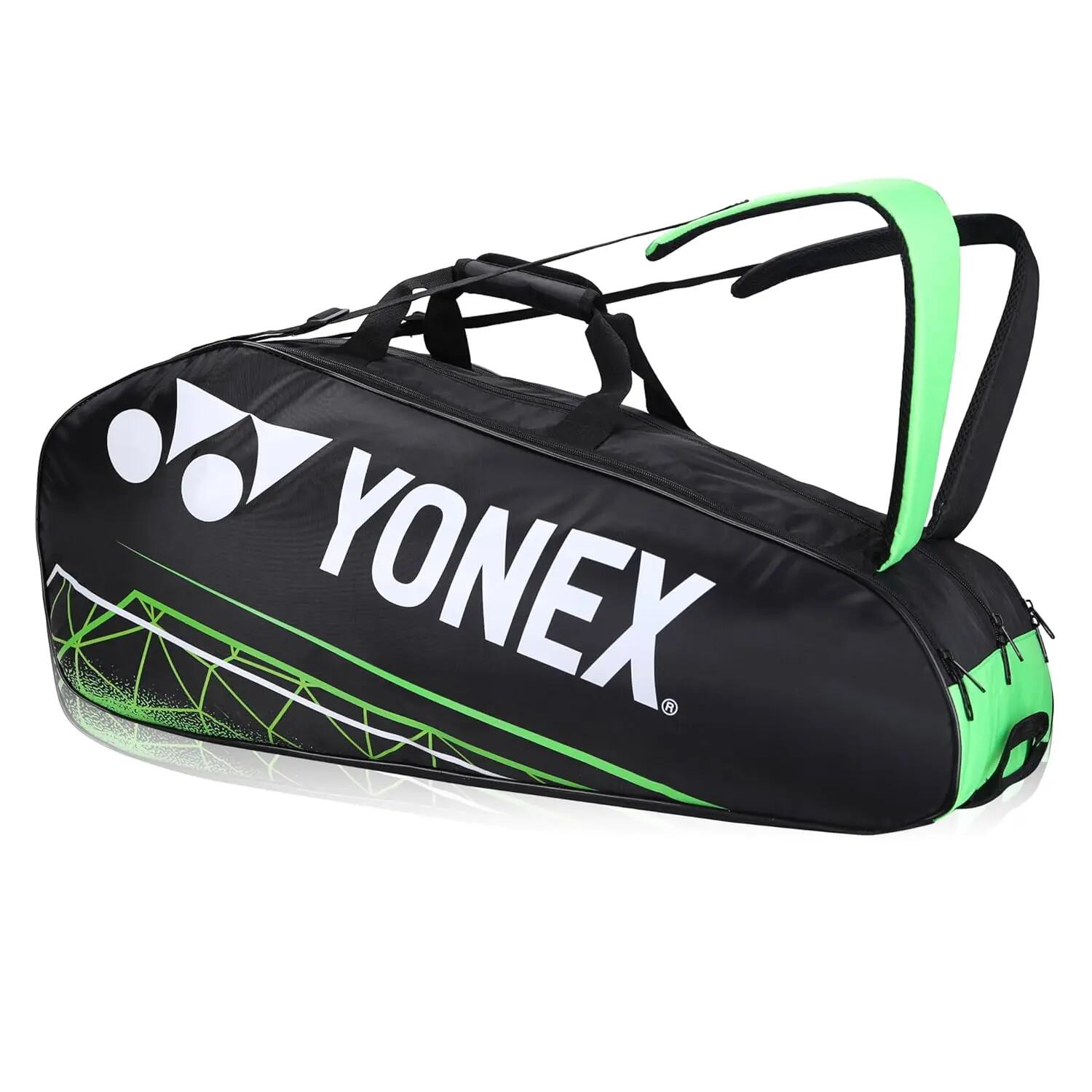 YONEX Badminton Racquet Bag ACE2 0129 BT9 | 9 Racquet Comaprtment|Wide Shoe Packet | Jet Black Lime Punch -  3