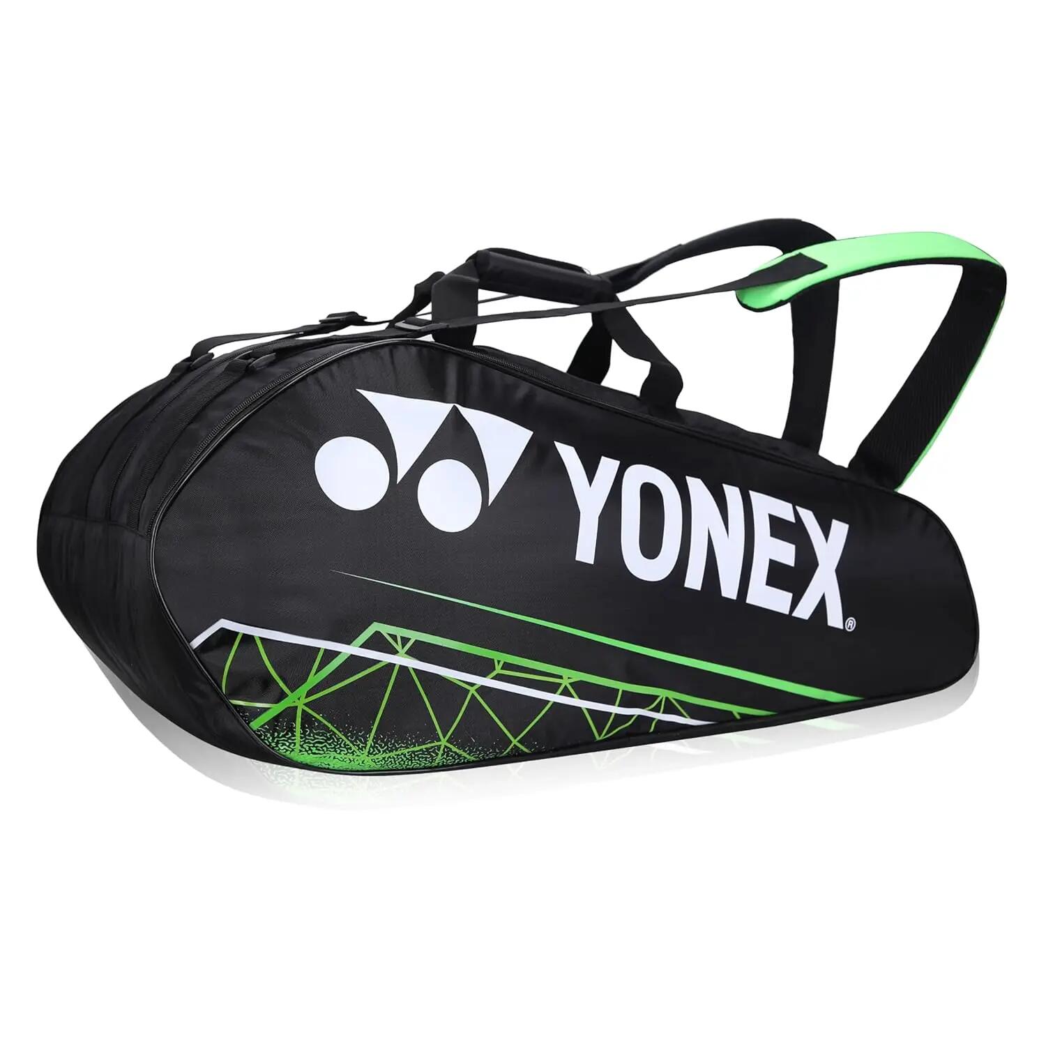 YONEX Badminton Racquet Bag ACE2 0129 BT9 | 9 Racquet Comaprtment|Wide Shoe Packet | Jet Black Lime Punch -  2