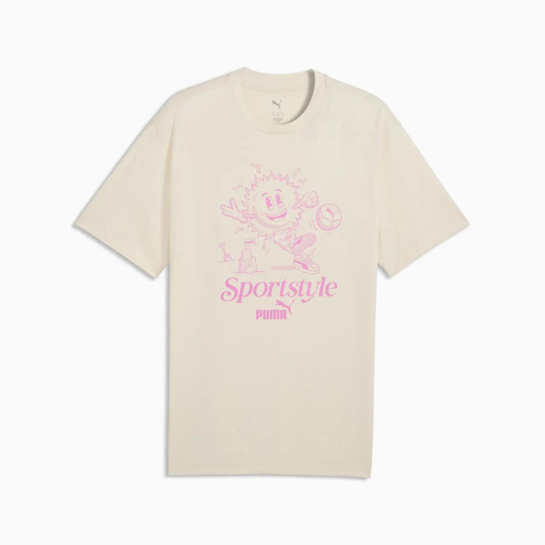 Puma GRAPHIC SUN heren T-shirt beige maat L 1/5