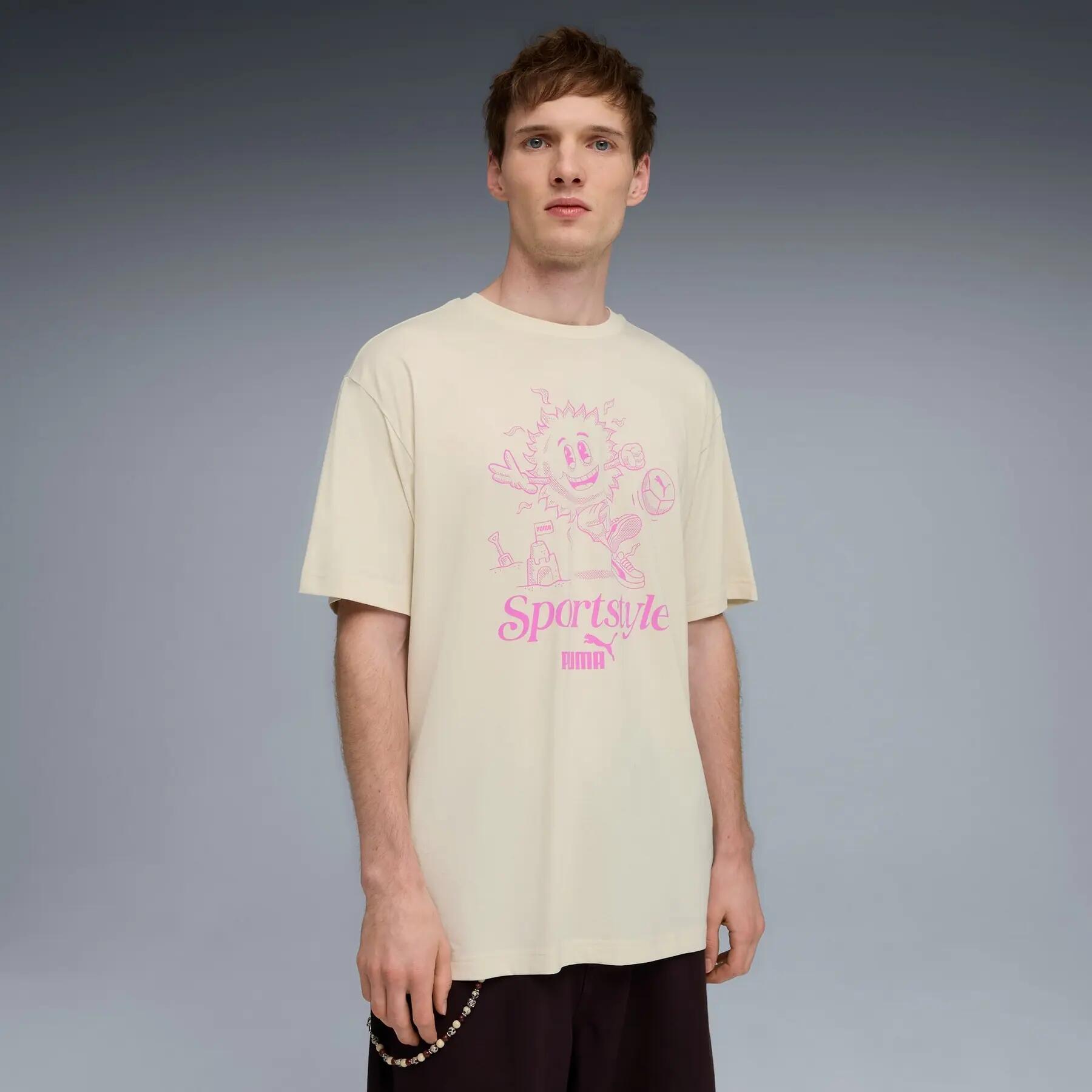 Puma GRAPHIC SUN heren T-shirt beige maat L 3/5