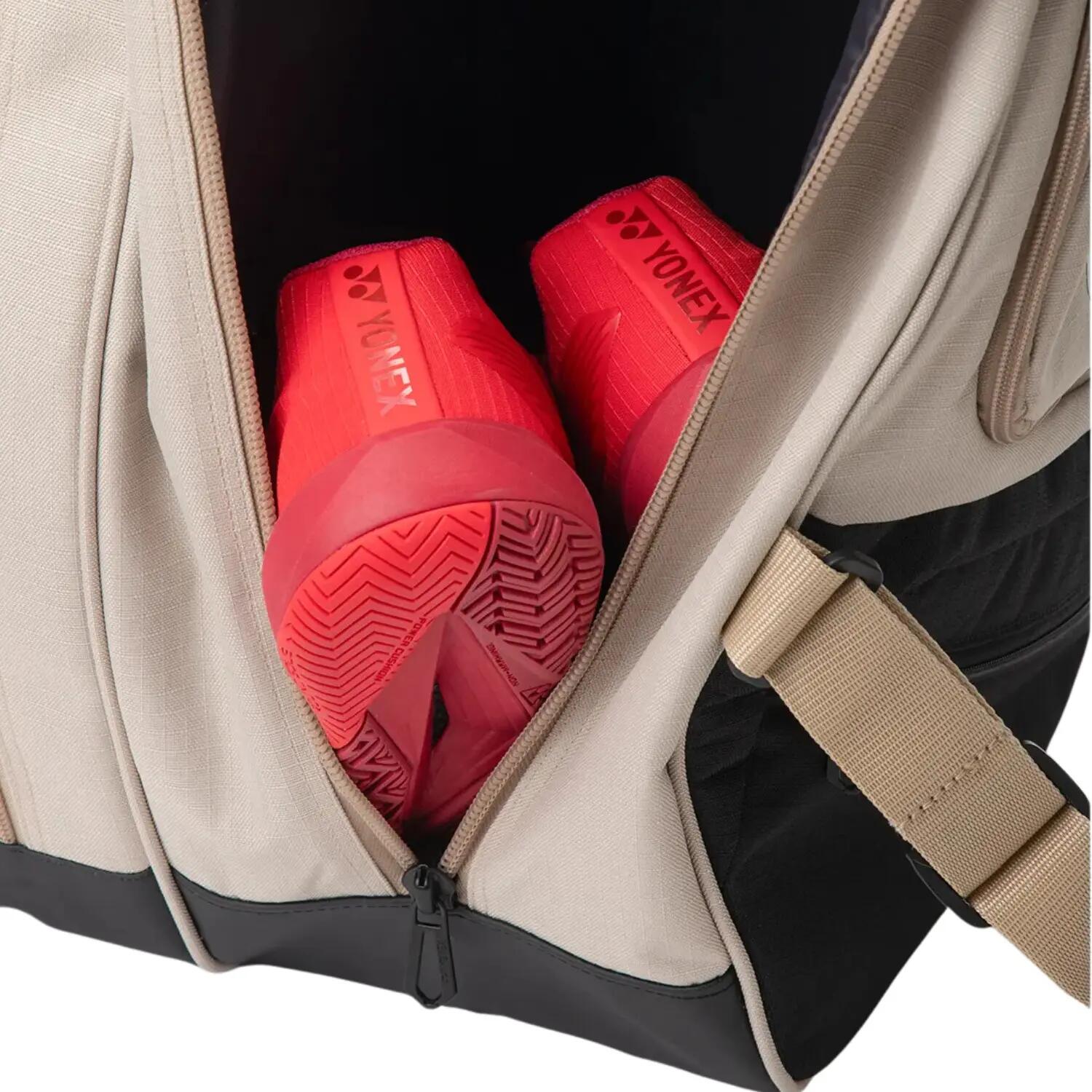 Yonex BT6 Gearlogic Racquet Bag BA72626EX | Badminton Tennis Squash Kitbag | Holds 6 Racquets | Beige -  5