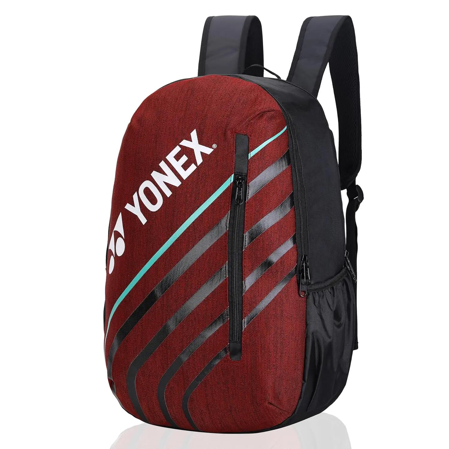 YONEX Badminton Bagpack ACE2 1012 |Laptop and Racquet Comaprtment|Wide Shoe Packet | Jet Black Chinese Red -  5