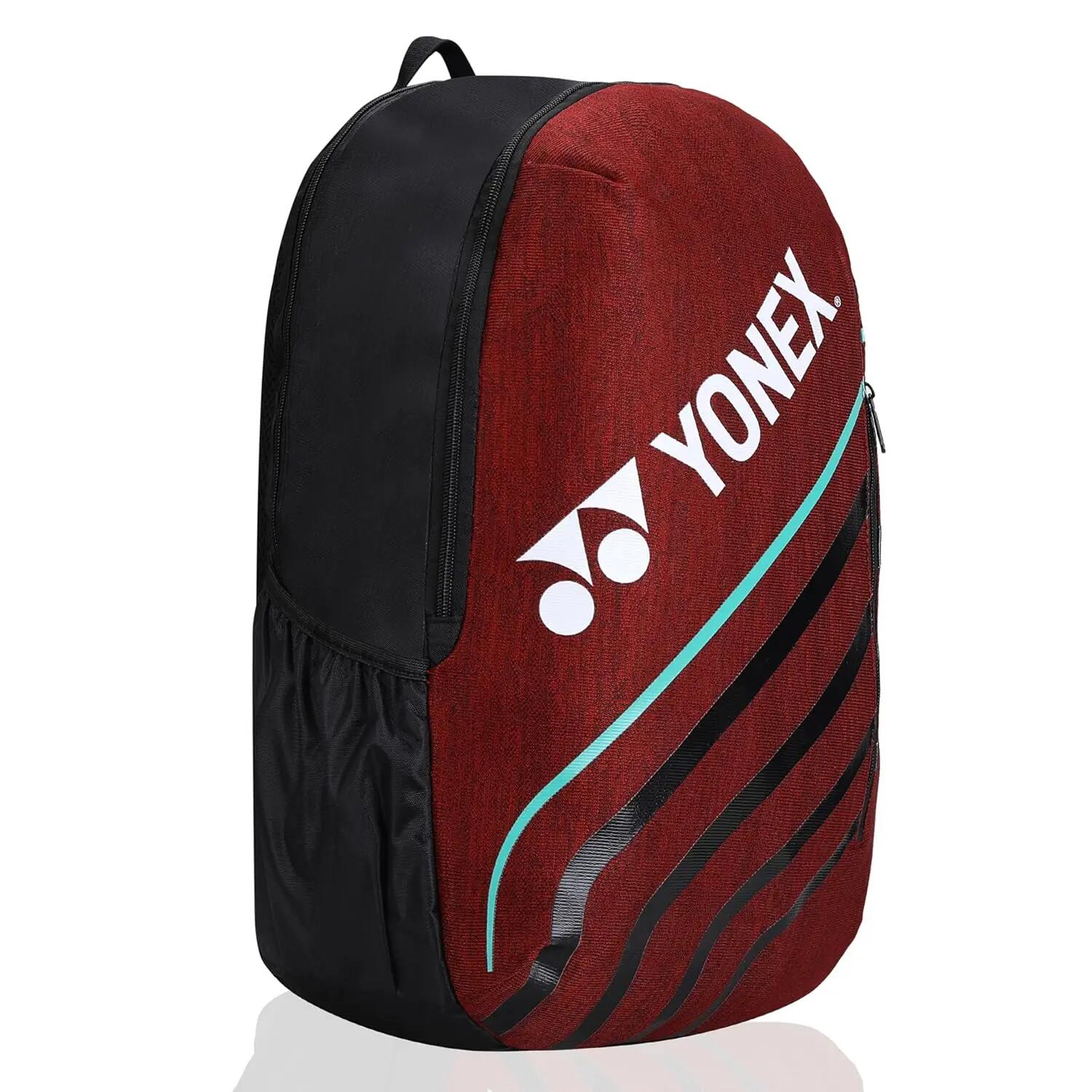 YONEX Badminton Bagpack ACE2 1012 |Laptop and Racquet Comaprtment|Wide Shoe Packet | Jet Black Chinese Red -  3