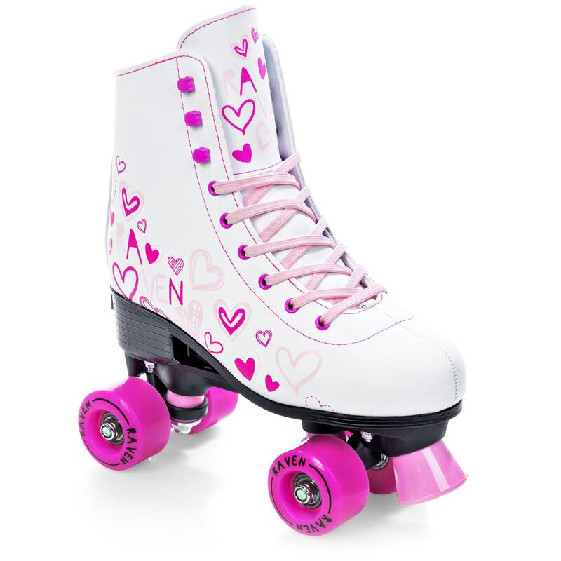 Patins de 4 rodas clássicos ajustável Raven Trista Branco/Rosa